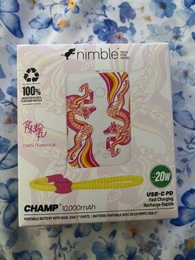 Apple Nimble CHAMP 10,000mAh Portable Charger - Pink & Yellow horse 🐎 Design